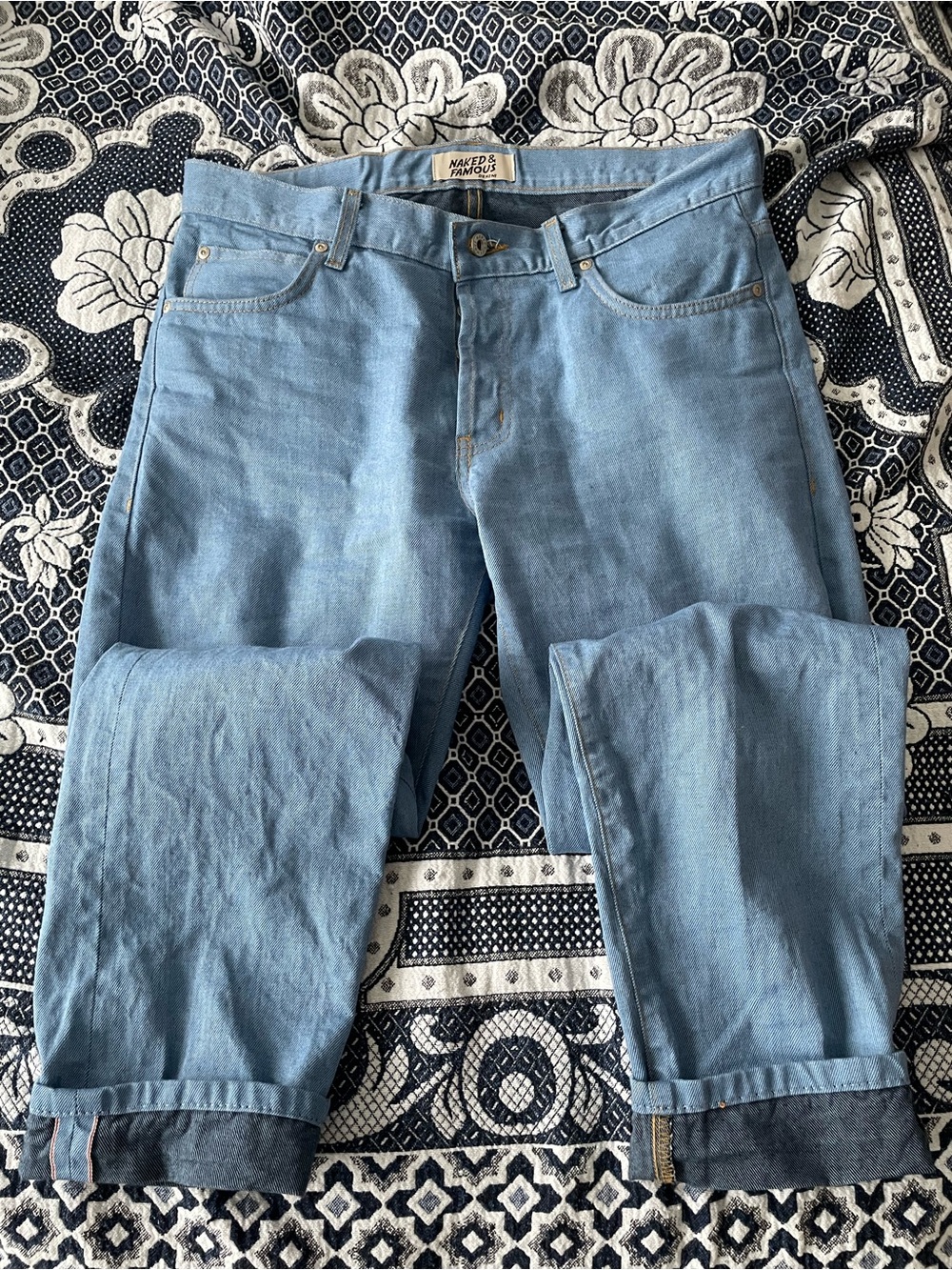 Naked and famous nightshade selvedge jeans 34